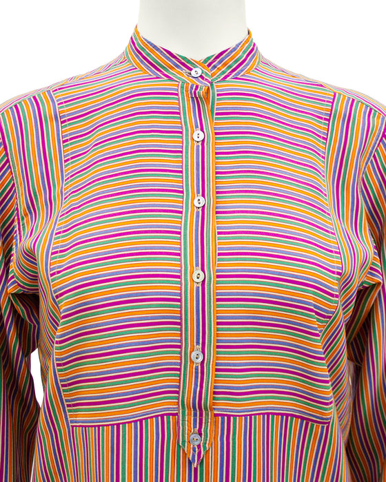 Striped Silk Henley Shirt
