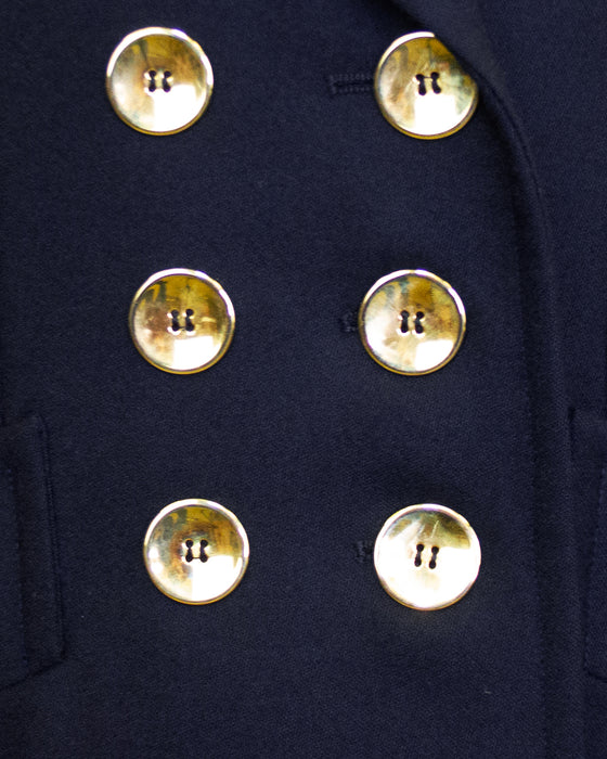 Navy Wool Skirt Suit with Gold Buttons