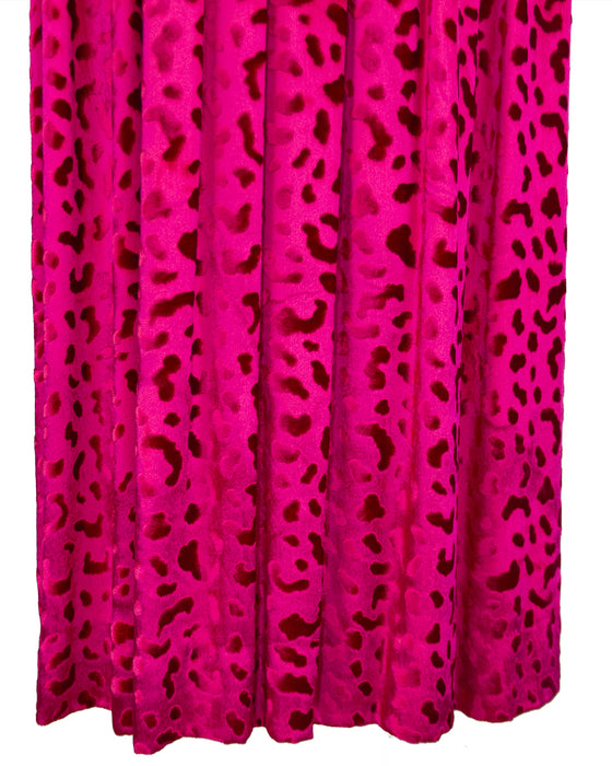 Black and Fuchsia Patterned Velvet Dress