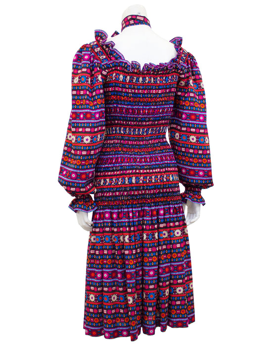 Pink and Blue Smocked Drop Waist Dress