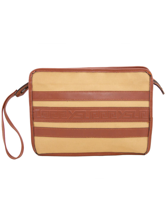Leather and Canvas Clutch