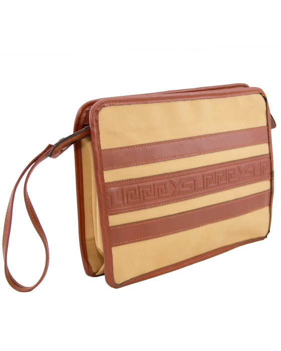 Leather and Canvas Clutch