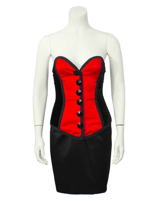 Red & Black Bustier and Skirt Ensemble