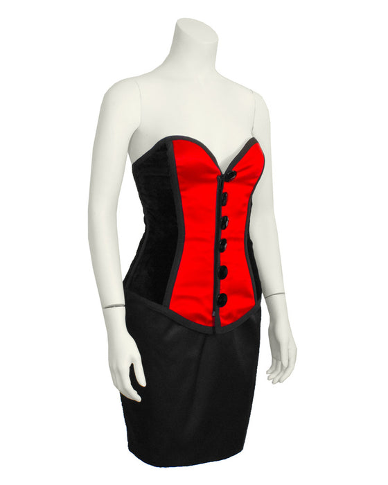 Red & Black Bustier and Skirt Ensemble